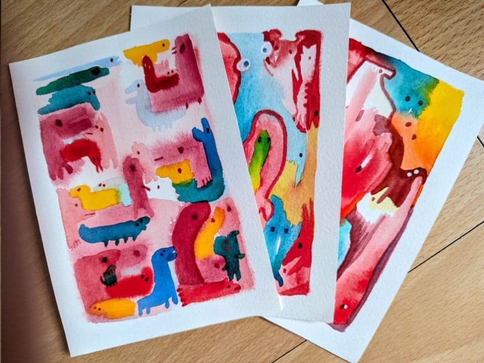 002=PostCard Size, les trois peintures exposées et disponibles à la vente, 2026_PostCard Size, Postcard Size, the three paintings on display and available for purchase, 2026.jpg