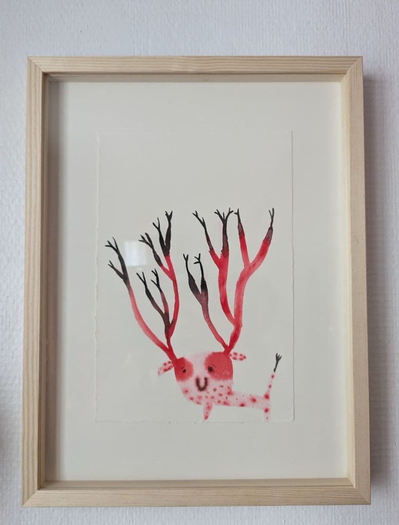 015=Faon boisé triste, encre, encadrement 32:42cm, 2024_Sad Faon boisé, ink, framed 32:42cm, 2024.jpg