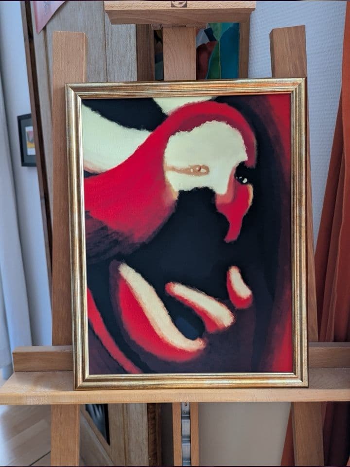 023=La grande prêtresse, autoportrait, tirage peinture IPad, encadrement 32:42cm, 2025_The high priestess, self-portrait, IPad painting print, framed 32:42cm, 2025.jpg